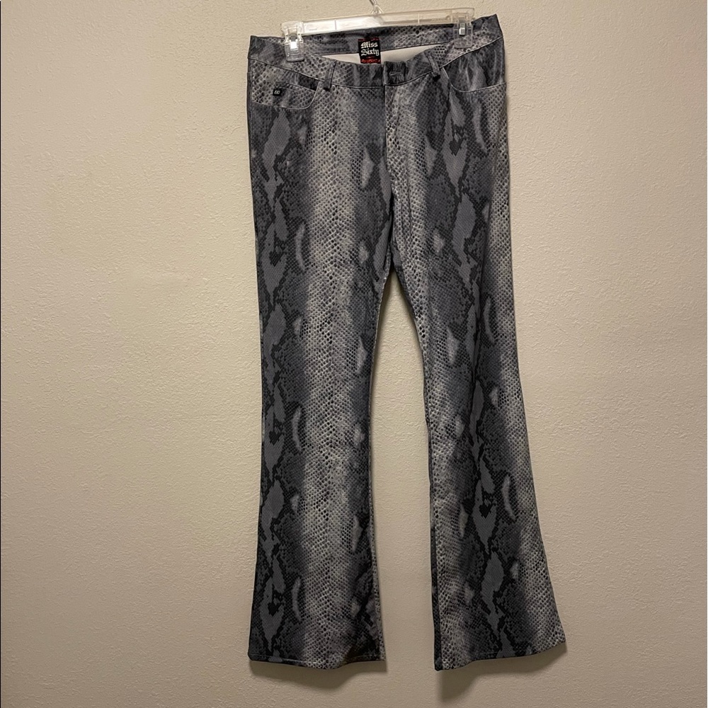 RARE Miss Sixty Snake Print Low Rise Bell Bottoms